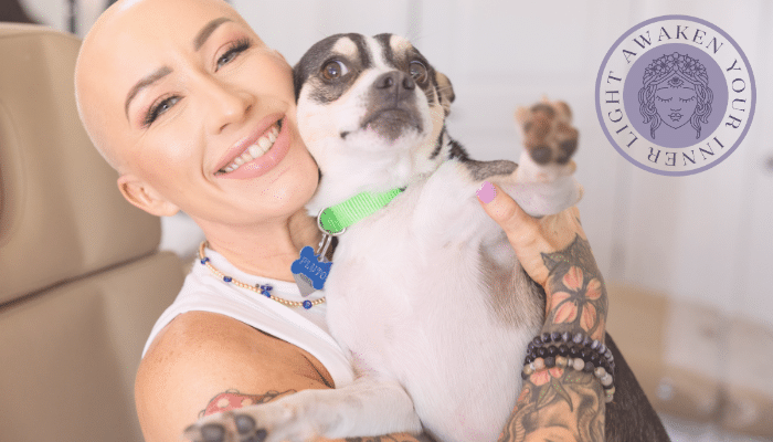 Pluto the fluffy salon mascot at Third Eye Beauty Lounge in Tempe, AZ, providing comfort and joy to clients during beauty treatments.